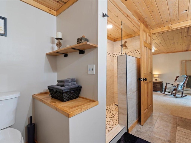 15473 Wilderness Trl, Crosslake, MN 56442 - full bath with wooden ceiling and a walk in shower