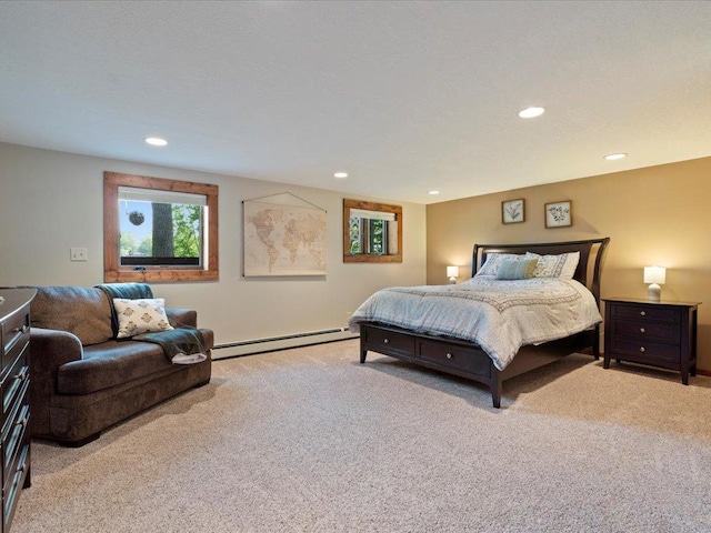 15473 Wilderness Trl, Crosslake, MN 56442 - carpeted bedroom with a baseboard heating unit and recessed lighting