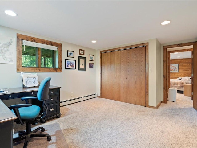 15473 Wilderness Trl, Crosslake, MN 56442 - carpeted office space with baseboard heating and recessed lighting