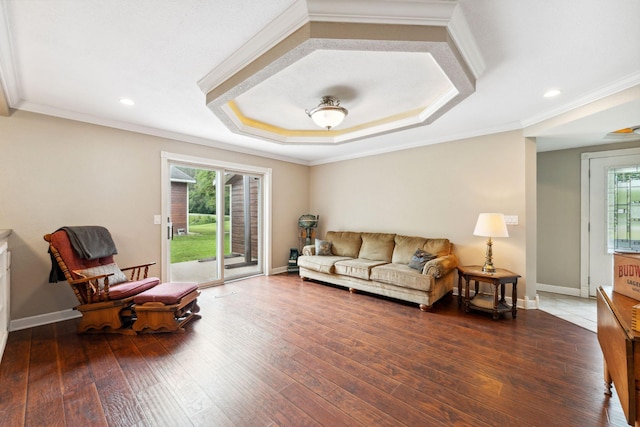 9351 Ermine Blvd NW, Ramsey, MN 55303 - living area with plenty of natural light, hardwood / wood-style flooring, ornamental molding, and recessed lighting