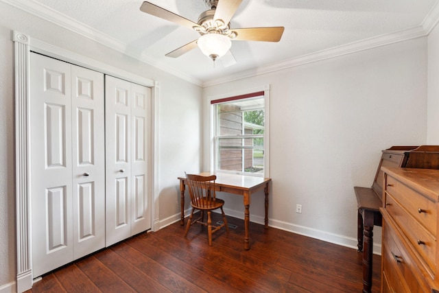 9351 Ermine Blvd NW, Ramsey, MN 55303 - office space featuring dark wood-style floors, crown molding, and ceiling fan