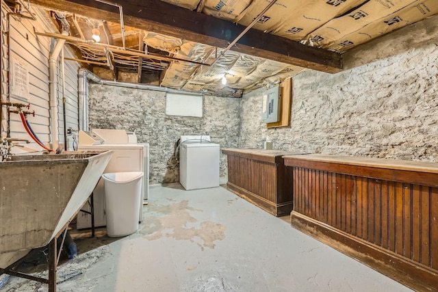 774 Capitol Hts, Saint Paul, MN 55103 - unfinished basement featuring separate washer and dryer and electric panel