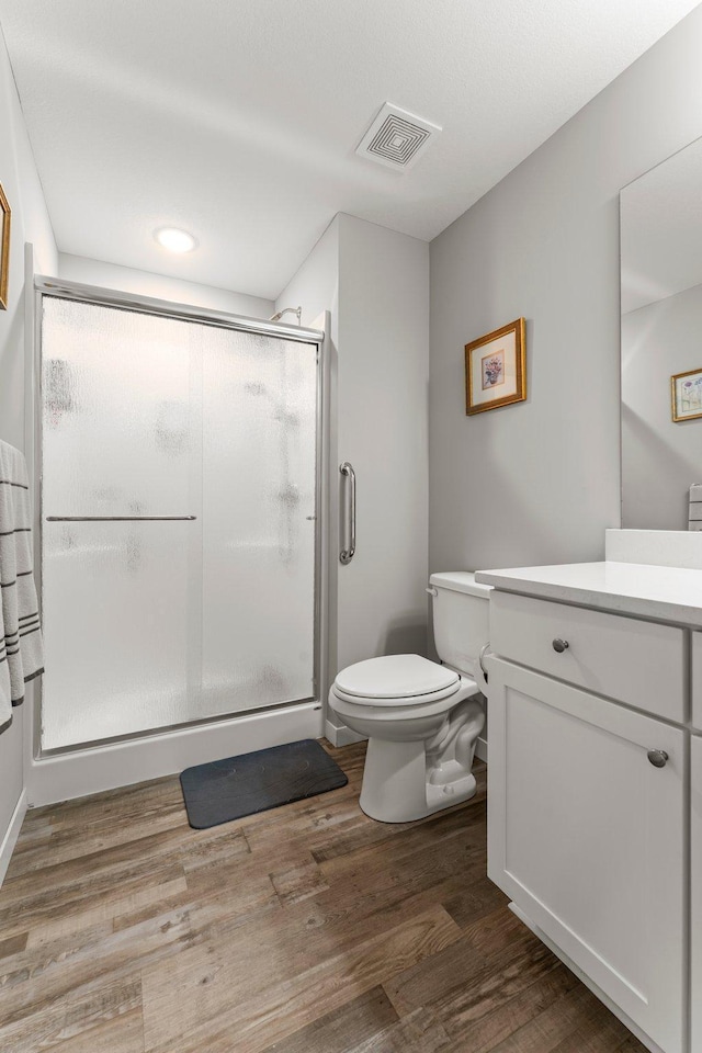 11164 184th Cir NW, Elk River, MN 55330 - full bath featuring vanity, a shower stall, and wood finished floors
