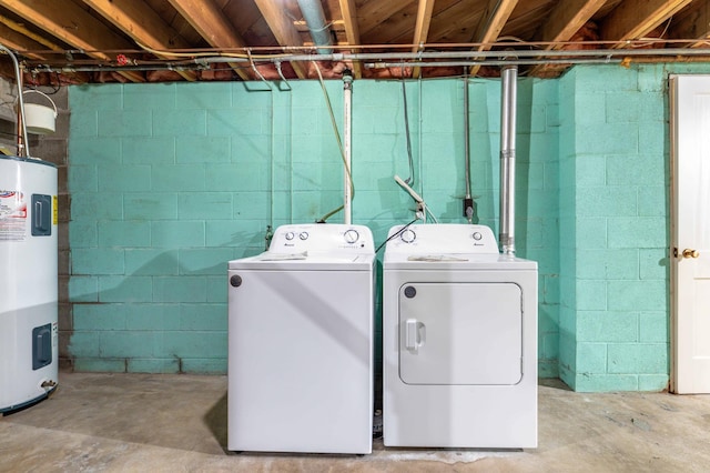 2814 Lakeview Dr, Fergus Falls, MN 56537 - laundry room featuring electric water heater and washer and dryer