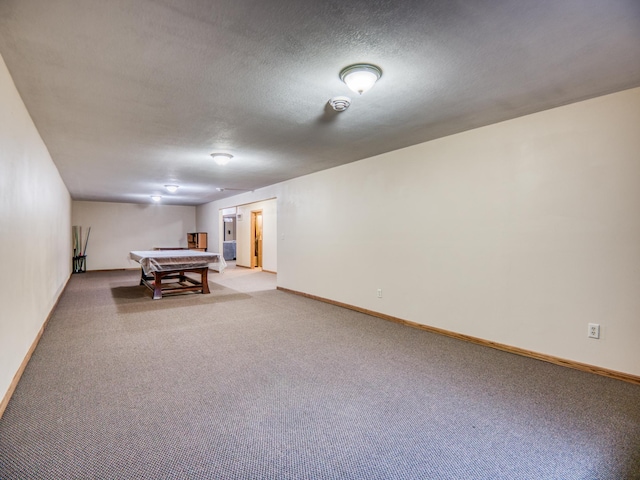 22152 Polaris Rd NW, Puposky, MN 56667 - rec room with light carpet, a textured ceiling, and billiards table