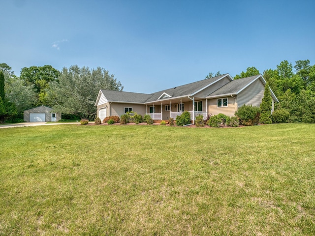 22152 Polaris Rd NW, Puposky, MN 56667 - single story home with a porch, a front yard, and a garage
