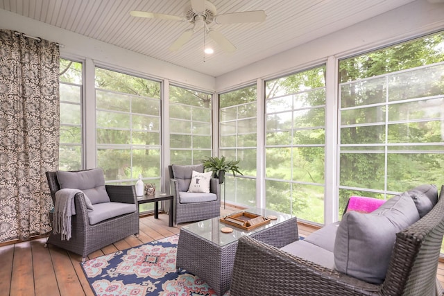 3543 Eben Way, Stillwater, MN 55082 - sunroom featuring ceiling fan and outdoor lounge area