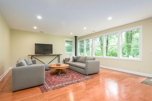3543 Eben Way, Stillwater, MN 55082 - living area with wood finished floors, baseboards, and recessed lighting