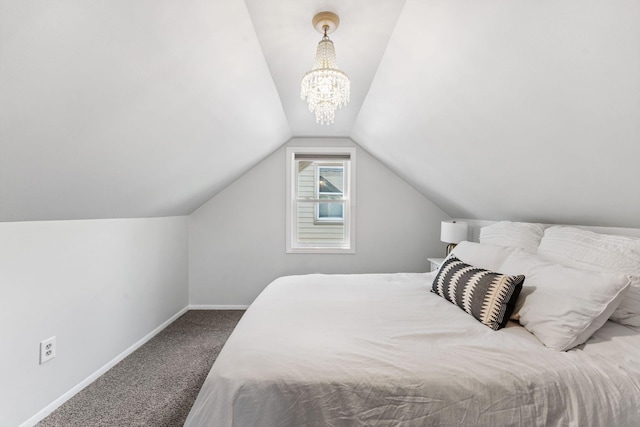 5605 Logan Ave S, Minneapolis, MN 55419 - carpeted bedroom featuring lofted ceiling and a chandelier