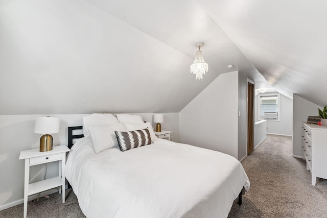 5605 Logan Ave S, Minneapolis, MN 55419 - carpeted bedroom with lofted ceiling and a chandelier