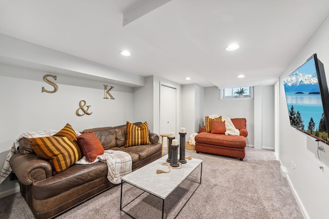 5605 Logan Ave S, Minneapolis, MN 55419 - living room featuring carpet and recessed lighting