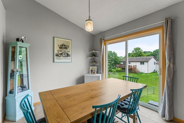 920 Lincoln Ct S, Cambridge, MN 55008 - dining space with lofted ceiling and a textured ceiling