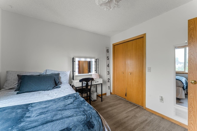 920 Lincoln Ct S, Cambridge, MN 55008 - bedroom featuring wood finished floors, a textured ceiling, and a closet