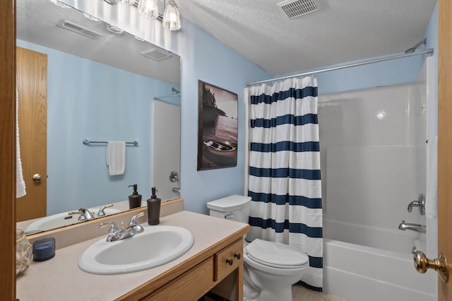 12864 Fondant Trl N, Hugo, MN 55038 - full bath with vanity, shower / tub combo, and a textured ceiling