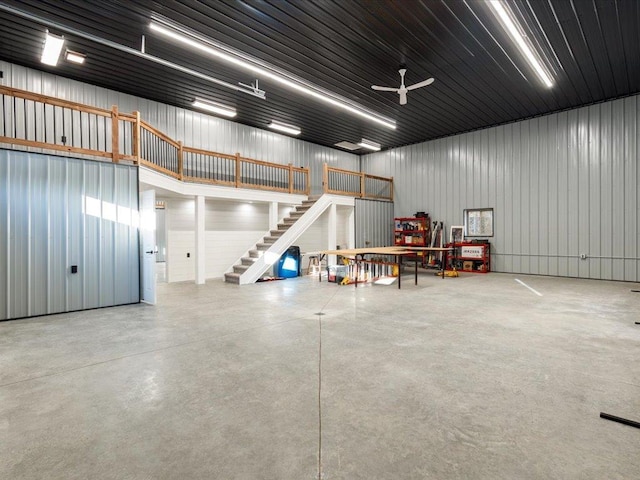 29126 County Road 3, Merrifield, MN 56465 - garage with ceiling fan and metal wall