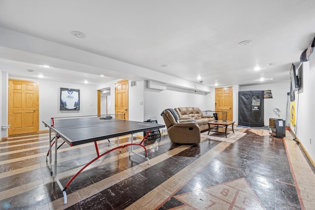 1917 7th St S, Moorhead, MN 56560 - recreation room with recessed lighting and a wall unit AC