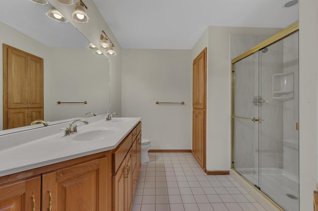 332 Waite Ave S, Saint Cloud, MN 56301 - bathroom featuring double vanity, a stall shower, and tile patterned flooring