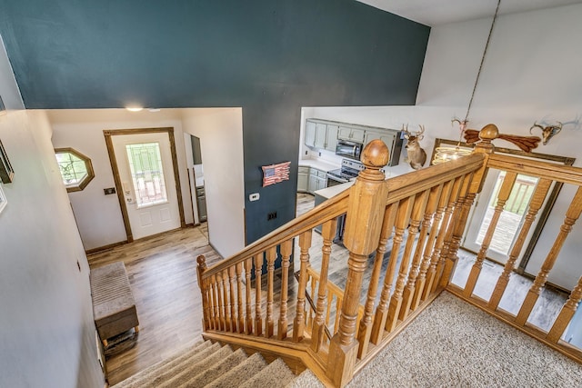 3220 Vine St, Cambridge, MN 55008 - staircase featuring plenty of natural light and wood finished floors