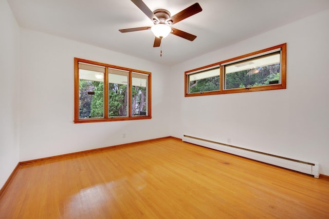 895 Humboldt Ave W, Saint Paul, MN 55118 - empty room with baseboard heating, light wood-style floors, and a ceiling fan