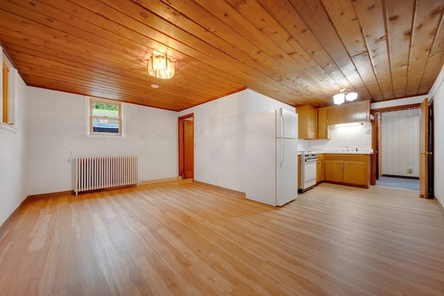 895 Humboldt Ave W, Saint Paul, MN 55118 - unfurnished living room featuring radiator, wooden ceiling, and light wood finished floors