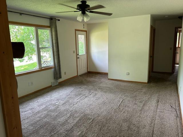 903 3rd Ave, Grand Rapids, MN 55744 - carpeted empty room with a ceiling fan, a textured ceiling, and baseboards