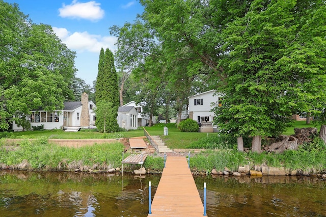 10196 48th St, Clear Lake, MN 55319 - dock area featuring a water view and a yard