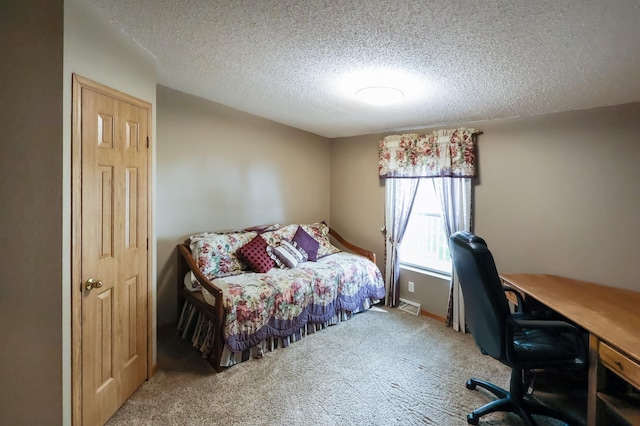 10196 48th St, Clear Lake, MN 55319 - bedroom featuring a textured ceiling, carpet flooring, and an office area