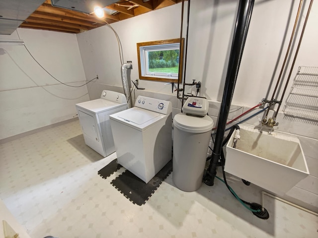 8337 80th St S, Cottage Grove, MN 55016 - washroom with tile patterned floors and separate washer and dryer
