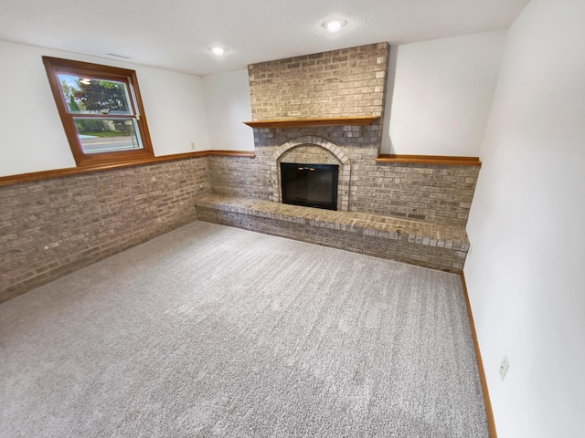 8337 80th St S, Cottage Grove, MN 55016 - unfurnished living room with a fireplace, carpet floors, and recessed lighting