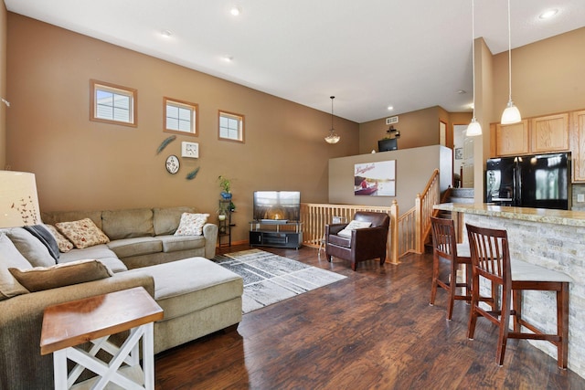 2936 18th Ave E, Shakopee, MN 55379 - living room featuring dark wood-type flooring and recessed lighting