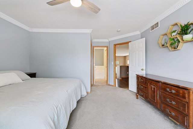 2936 18th Ave E, Shakopee, MN 55379 - bedroom with crown molding, light carpet, and a ceiling fan