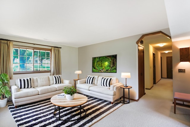 930 Minekahda Pl, Owatonna, MN 55060 - living area featuring arched walkways and light carpet
