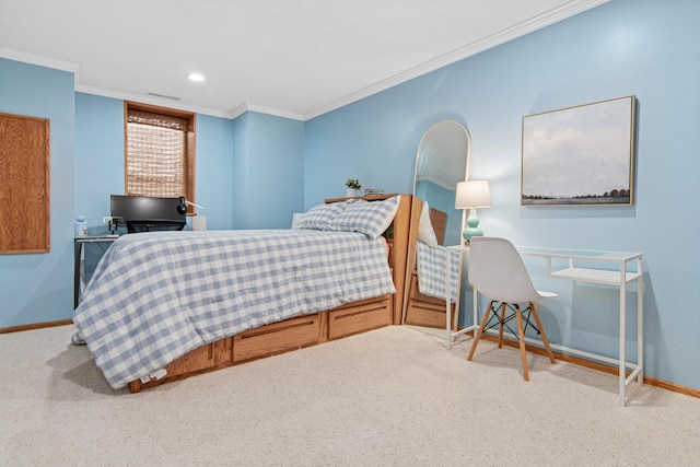 3817 Dunbar Ct N, Brooklyn Park, MN 55443 - bedroom with carpet, crown molding, and recessed lighting