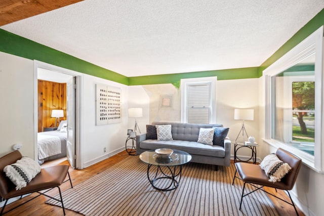 5545 45th Ave S, Minneapolis, MN 55417 - living room featuring wood finished floors and a textured ceiling