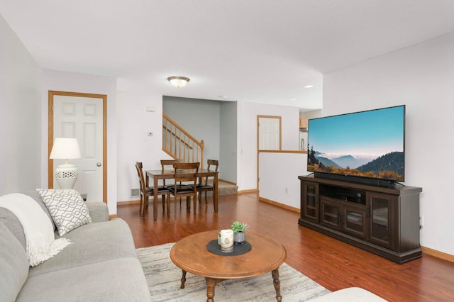 5055 149th St N Unit 2, Hugo, MN 55038 - living area with stairway, wood finished floors, and recessed lighting