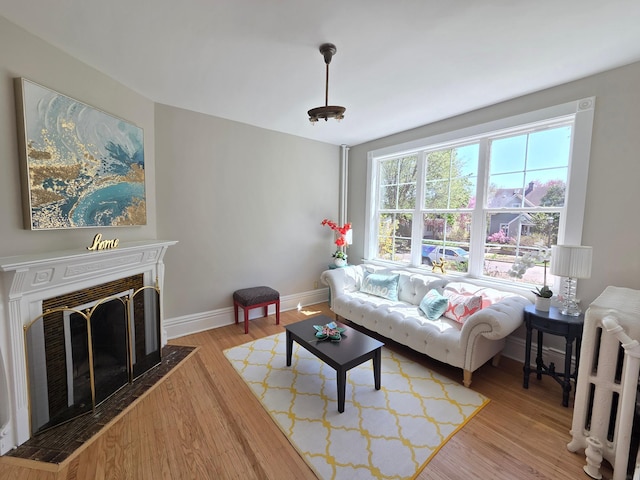 1323 Lincoln Ave, Saint Paul, MN 55105 - living room featuring a fireplace, baseboards, and wood finished floors