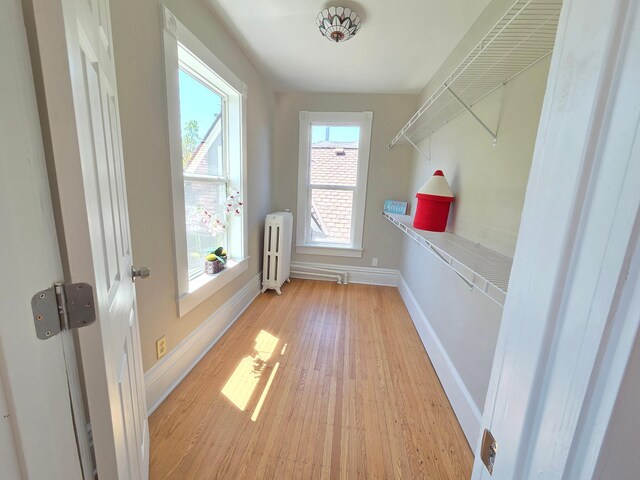 1323 Lincoln Ave, Saint Paul, MN 55105 - spacious closet with radiator heating unit and light wood-style floors