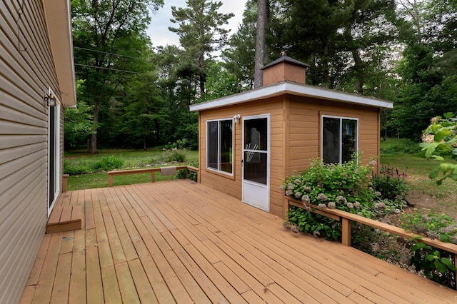 33087 Elm Ln, Motley, MN 56466 - wooden deck with view of scattered trees