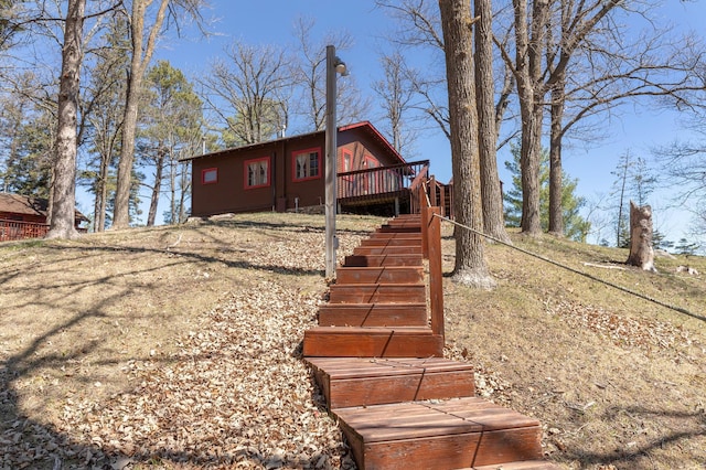 7520 Trophy Trl NW, Walker, MN 56484 - back of house with stairs and a deck