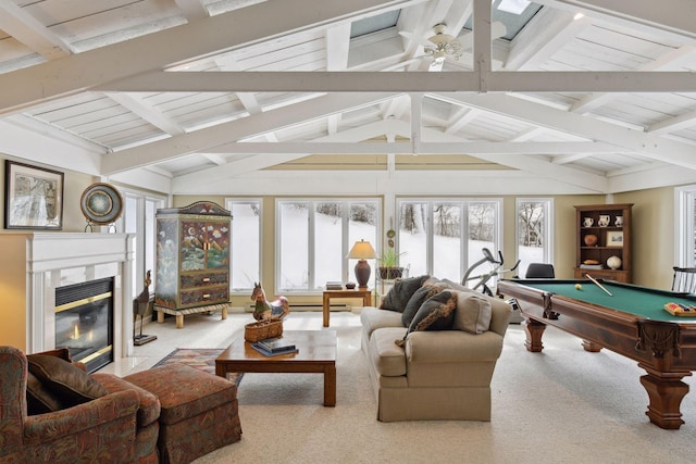 11155 Mill Run, Minnetonka, MN 55305 - game room featuring carpet flooring, a tiled fireplace, and healthy amount of natural light