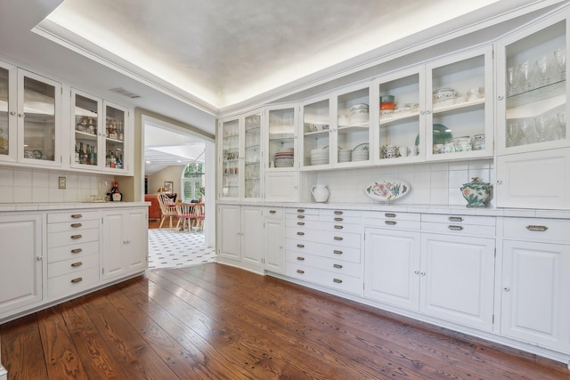 11155 Mill Run, Minnetonka, MN 55305 - bar featuring dark wood-type flooring and tasteful backsplash