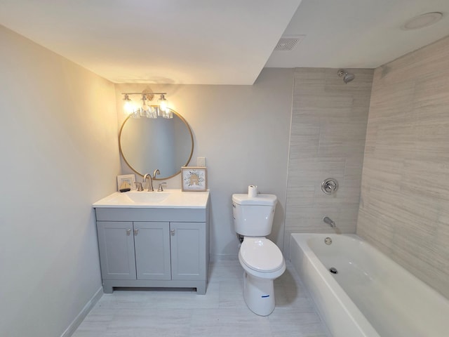 13801 Lake Street Ext, Minnetonka, MN 55345 - bathroom featuring toilet, vanity, baseboards, and bathing tub / shower combination