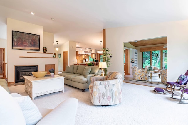 28647 State Highway 78, Otter Tail Twp, MN 56515 - living area featuring light carpet and a glass covered fireplace