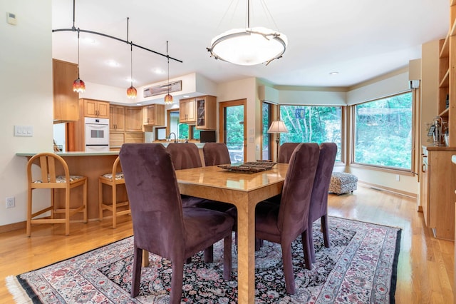 28647 State Highway 78, Otter Tail Twp, MN 56515 - dining area with light wood-style flooring, rail lighting, and recessed lighting