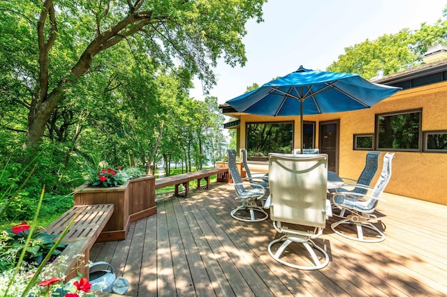 28647 State Highway 78, Otter Tail Twp, MN 56515 - wooden deck with outdoor dining area