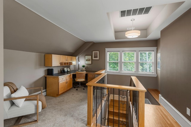 141 Rustic Ldg W, Minneapolis, MN 55419 - office space featuring light carpet, built in study area, and a raised ceiling