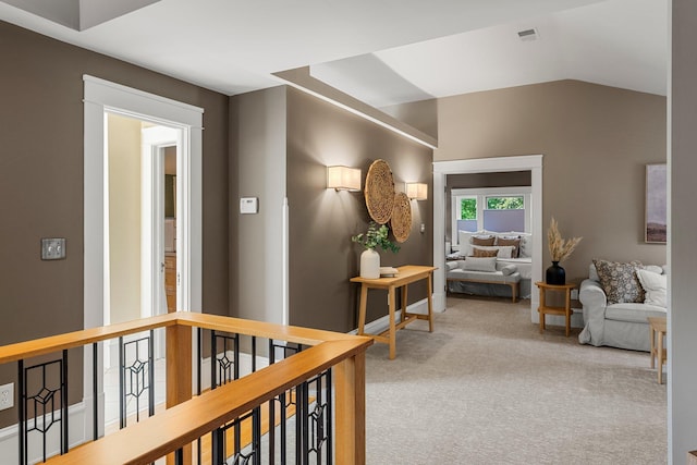 141 Rustic Ldg W, Minneapolis, MN 55419 - corridor featuring carpet, an upstairs landing, and vaulted ceiling