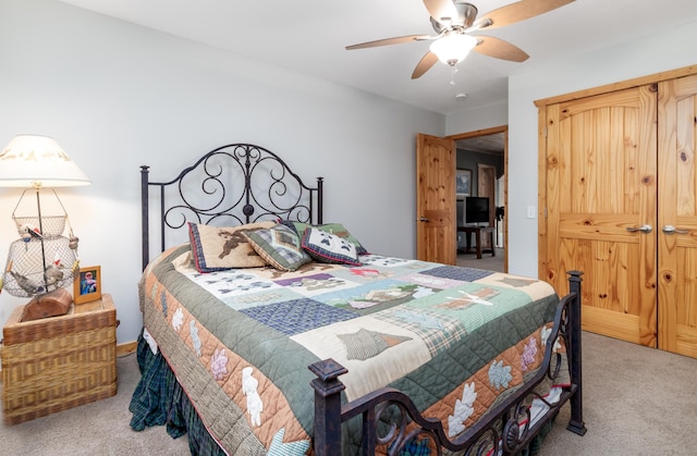 12088 Sylvan Dr SW, Pillager, MN 56473 - carpeted bedroom featuring ceiling fan