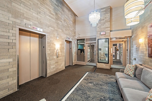 66 9th St E Unit 1806, Saint Paul, MN 55101 - community lobby featuring brick wall and a towering ceiling