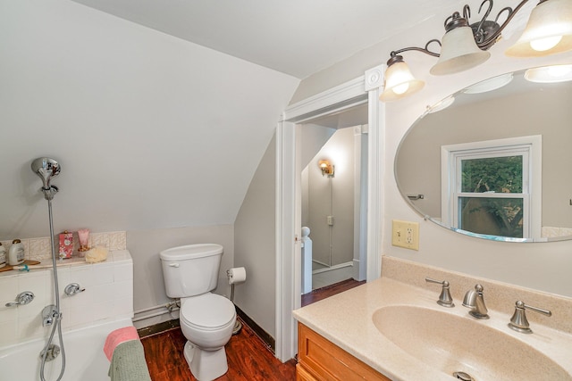 190 Annapolis St E, West Saint Paul, MN 55118 - full bathroom featuring vanity, wood finished floors, a bath, and lofted ceiling